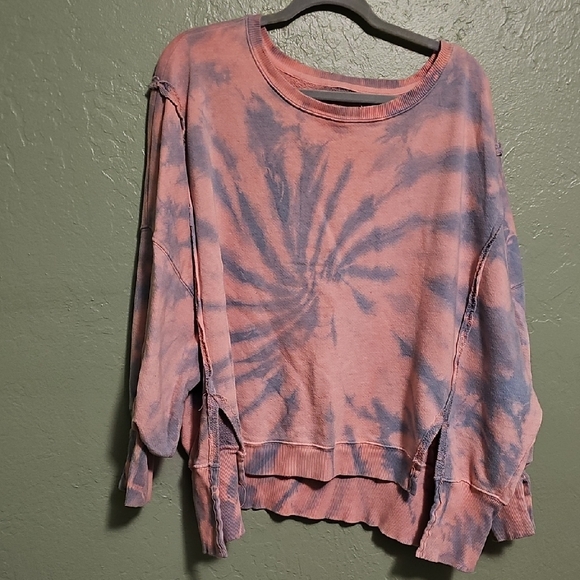 We The Free Pink And Blue Tie Dye Sweatshirt